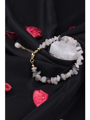 Dünya Doğal Taş Doğal Rutil Kuvars Taşlı Kadın Bileklik - 300209