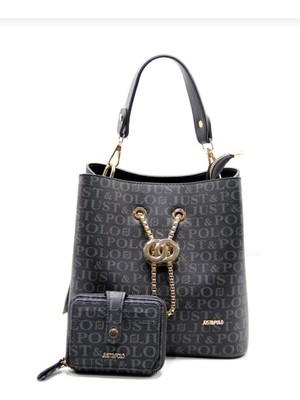 Kadın Monogram Baskılı Çanta Cüzdan Kombini