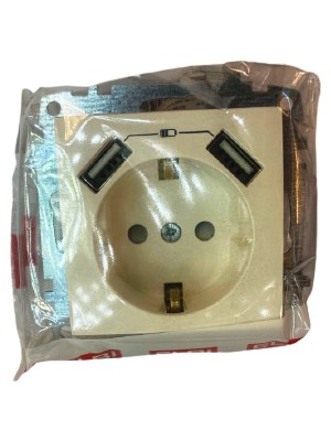 Elbi USB Tlf Şarzlı Topraklı Priz Beyaz Çerçeve Dahil
