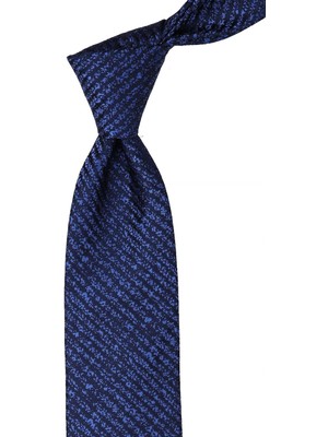 Kravatkolik Lacivert Çizgi Desen Mendilli Klasik Kravat KK10546