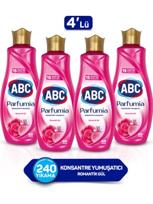 Abc Parfumia Romantik Gül Konsantre Yumuşatıcı 1440 ml 4'lü Seti
