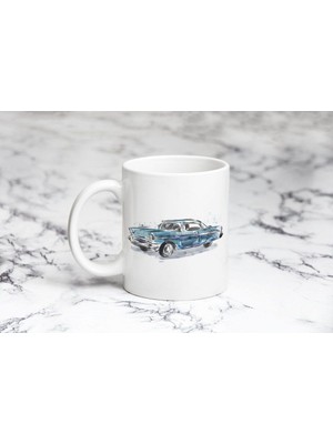 Pazariz Sulu Boya Eski Araba Mavi Kupa Bardak Kişiye Özel
