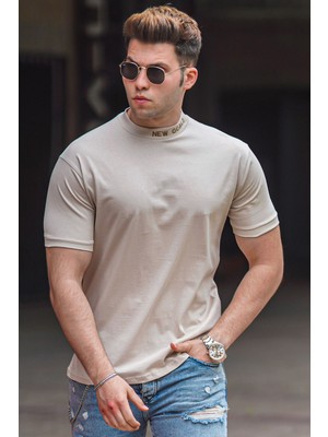Madmext Bej Erkek Tişört 5227
