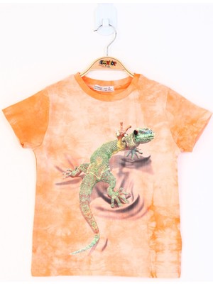 Toontoy Erkek Çocuk Batik Desenli Kertenkele Baskılı Tişört