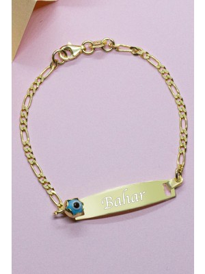 Belinda Store 925 Ayar Gümüş İsimli Nazar Boncuklu Göz Bebek & Çocuk Künye Bileklik