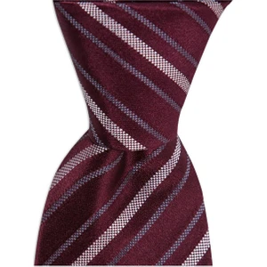 1001 Kravat Bordo Çizgili 8 cm Genişliğinde Ipek Kravat