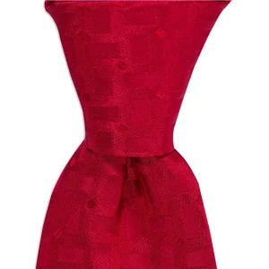 1001 Kravat Kırmızı Desenli  8 cm Genişliğinde Ipek Kravat