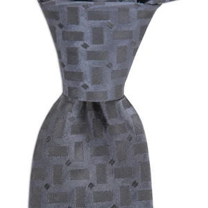 1001 Kravat Gri Desenli  8 cm Genişliğinde Ipek Kravat