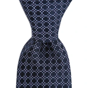 1001 Kravat Lacivert Desenli 8 cm Genişliğinde Ipek Kravat