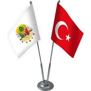 Bayrak Online Osmanlı Tuğrası Masa Bayrağı Takımı 2'li