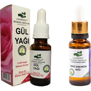 Çalıkoğlu Bitkisel Ürünler Gül Yağı - Mavi Anemon Yağı 2'li Avantaj Paketi 20 ml