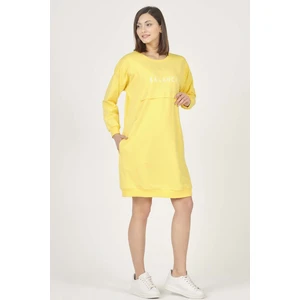 Hamile Hoodie Elbise Sarı