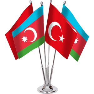 Bayrak Online Dörtlü Azerbaycan Masa Bayrağı Takımı