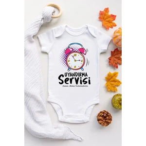 Uyandırma Servisi Desenli Kısa Kol Unisex Bod