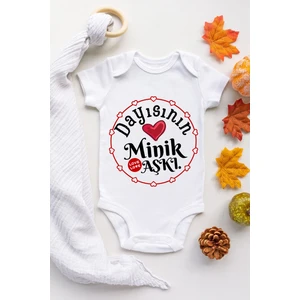 Bebek Beyaz Dayısının Minik Aşkı Desenli Kısa Kol Body