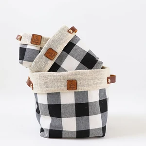 BirD Design Plaidlove Serisi Blackplaid 3lü Kumaş Saksı Kılıfı Seti