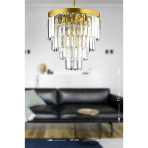 Linsa 35 Cm'lik Kristal Cam Taşlı Lüks Avize - (Sarı Yaldız)