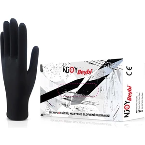 Njoy Pudrasız Siyah Nitril Eldiven 100'LÜ - Medium