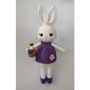 Oyuncak Park Mor Sepetli Şirin Tavşan Uyku Arkadaşı Amigurumi Organik Oyuncak
