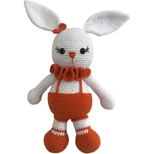 Oyuncak Park Turuncu Kıyafetli Tombik Tavşan Uyku Arkadaşı Amigurumi Organik Oyuncak