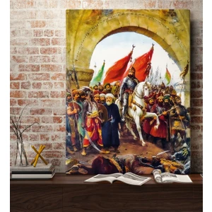 Bk Gift Istanbul'un Fethi Fatih Sultan Mehmet Tasarımlı Kanvas Tablo 70X100CM-1