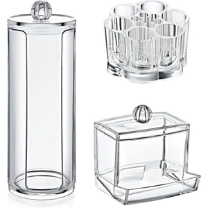3'lü Makyaj Pamukluğu Düzenleyici Organizer Set