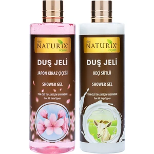 Organik Japon Kirazı Duş Jeli 400 ml + Keçi Sütü Duş Jeli 400 ml Tüm Ciltlere Aile Duş Jeli Seti