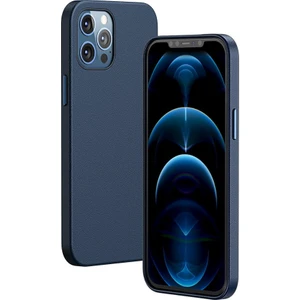 Apple iPhone 12 Pro Max 6.7" Uyumlu Orijinal Manyetik Yumuşak Pu Deri Magsafe Uyumlu Kılıf Lacivert