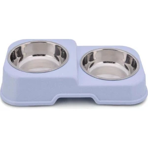 Kedi Köpek Için Ikili Oval Melamin Çelik Mama Kabı 35 cm
