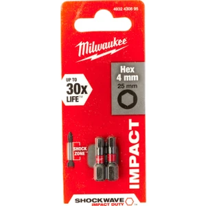 Mılwaukee 4932430895 Bits Uç Hex4,0mm 25MM 2'li Pkt Shockwave Impact