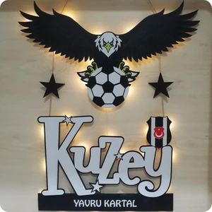 Deniz Tasarım Yavru Kartal Işıklı Isimli Kapı- Duvar Süsü