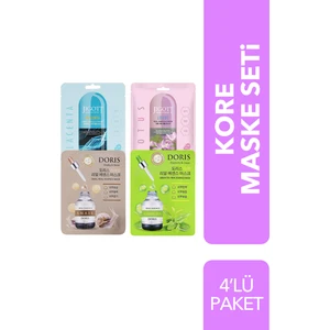 Cilt Onarıcı Kore Maske Seti 4'lü Placenta+ Lotus+ Snail+ Green Tea