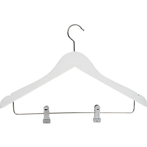 Ahşap Askı Şık Mandallı Gömlek Etek Askısı Beyaz Renk 6 Adet