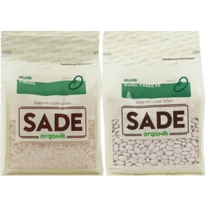 Sade Organik Organik Pirinç 1000 gr + Organik Kuru Fasulye 1000 gr