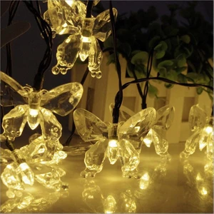 30 LED 4 M Güneş Enerjili Kelebek Gün Işığı 8 Mod LED Bahçe Teras Balkon Ağaç Solar Aydınlatma