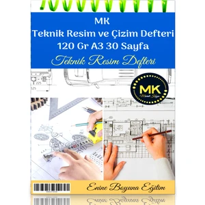 Enine Boyuna Eğitim A3 Teknik Resim Defteri 30 Sayfa
