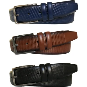 Deri 3'lü Set Desenli Klasik Kumaş Pantolon Kemeri 3.5 cm Siyah, Lacivert, Kahverengi