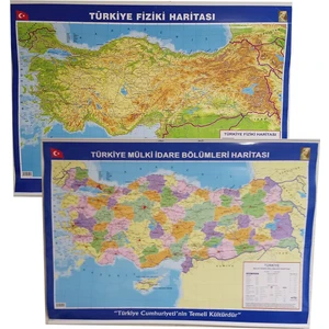 Türkiye Haritası Çift Taraflı Fiziki ve Siyasi 70X100