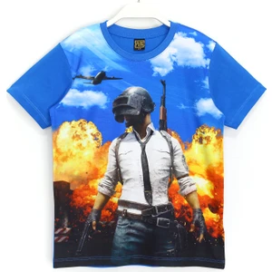 PUBG MOBILE 3D Dijital Baskılı Erkek Çocuk Kısa Kollu Yazlık Tişört Mavi 001-0001727