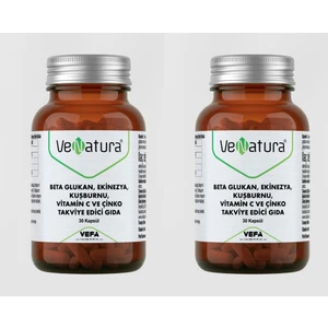 Venatura Venatura Beta Glukan, Ekinezya, Kuşburnu, Vitamin C ve Çinko Takviye Edici Gıda 30 Kapsül X2 Adet