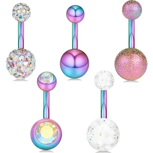5 Adet Multicolor Cerrahi Çelik Göbek Piercing EN48ML