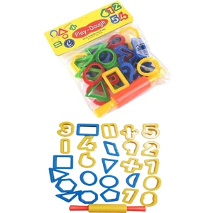 Play Dough Oyun Hamur Kalıbı Merdane Poşetli Rakam ve Şekiller 27 Parça 1 Paket