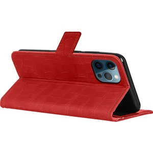 Fitcase Apple iPhone 12 / 12 Pro Kroko Desen Kapaklı Cüzdanlı Kılıf