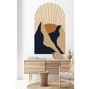 Bohem Tarzı Dağ ve Güneş Soyut Sanat Özel Tasarım Duvar Sticker