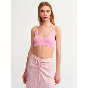 1061 Arkası Bağcıklı Triko Bra-Pembe