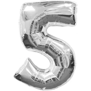 Süsle Bebek ve Parti 5 Yaş Rakam Folyo Balon, 100 cm - Gümüş