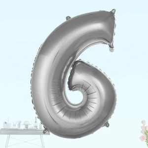 Süsle Bebek ve Parti 6 Yaş Rakam Folyo Balon, 100 cm - Gümüş