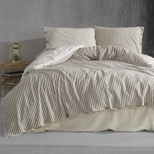 Macas Home Chance Krem Rengi 160 x 220 cm %100 Pamuklu Ipliği Boyalı Yıkamalı Tek Kişilik Nevresim Takımı