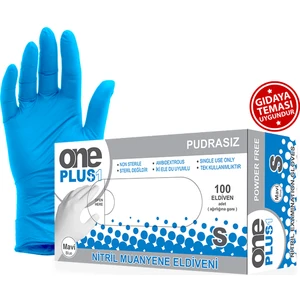 One Plus1 Mavi Nitril Pudrasız  Eldiveni 100'LÜ (S)
