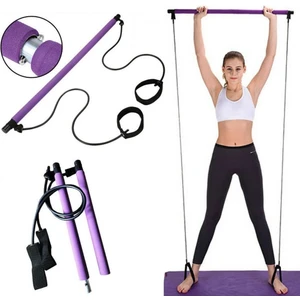 Gym Stick Egzersiz Çubuğu Sünger Kaplama Tutamaçlı Antrenman Pilates Çubuğu Mor